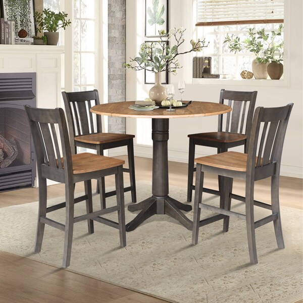 International Concepts Round 42 in W, 42 in L, 36.3 in H, Wood, Hickory/Washed Coal - K45-42DPT-27B-S102-4