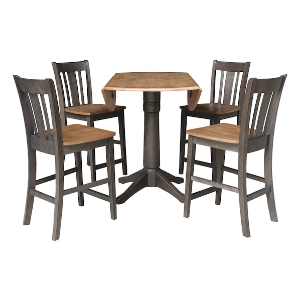 International Concepts Round 42 in W, 42 in L, 36.3 in H, Wood, Hickory/Washed Coal - K45-42DPT-27B-S102-4