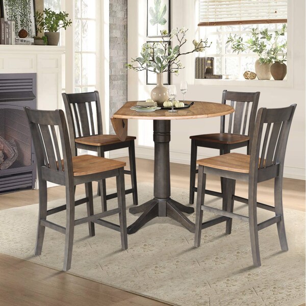 International Concepts Round 42 in W, 42 in L, 36.3 in H, Wood, Hickory/Washed Coal - K45-42DPT-27B-S102-4