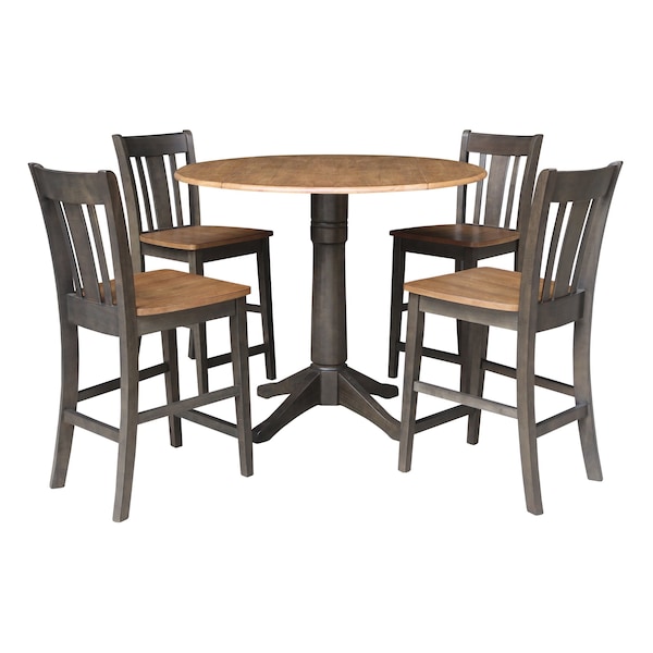 International Concepts Round 42 in W, 42 in L, 36.3 in H, Wood, Hickory/Washed Coal - K45-42DPT-27B-S102-4