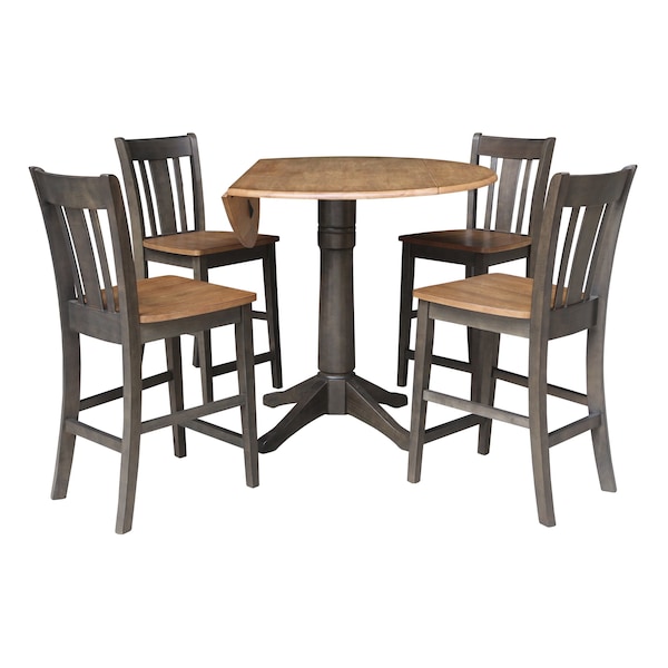 International Concepts Round 42 in W, 42 in L, 36.3 in H, Wood, Hickory/Washed Coal - K45-42DPT-27B-S102-4