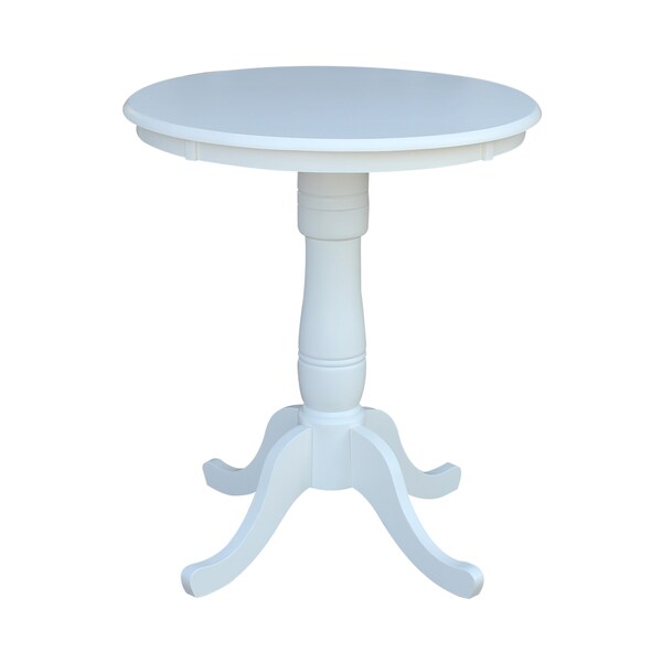 International Concepts Round 30 in Round Top Pedestal Table, 34.9 inH, White, 30 in W, 30 in L, 35.1 in H, Wood, White - K08-30RT-6B