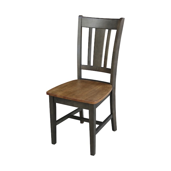 International Concepts Round 36 in Rd Top Pedestal Table, 2 San Remo Chairs, Hickory/Washed Coal, 36 in W, 36 in L, Wood - K45-36RT-27B-C10-2
