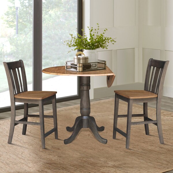 International Concepts Round 42 in W, 42 in L, 35.5 in H, Wood, Hickory/Washed Coal - K45-42DPT-S102-2