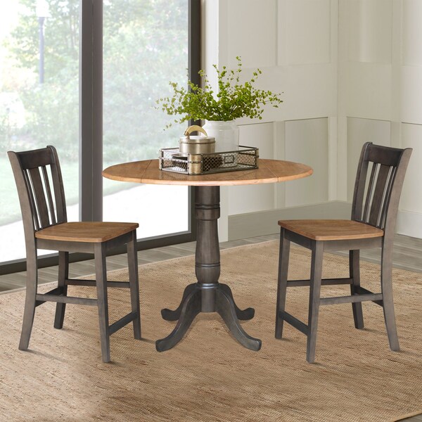 International Concepts Round 42 in W, 42 in L, 35.5 in H, Wood, Hickory/Washed Coal - K45-42DPT-S102-2