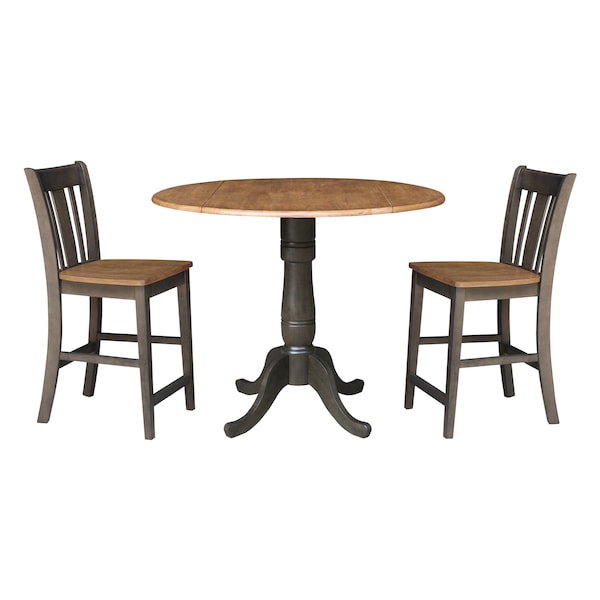 International Concepts Round 42 in W, 42 in L, 35.5 in H, Wood, Hickory/Washed Coal - K45-42DPT-S102-2