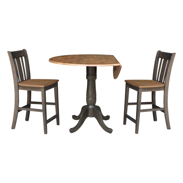 International Concepts Round 42 in W, 42 in L, 35.5 in H, Wood, Hickory/Washed Coal - K45-42DPT-S102-2