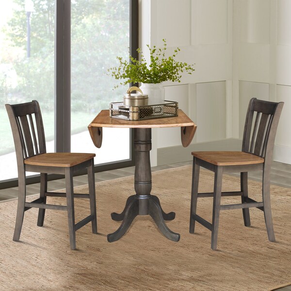 International Concepts Round 42 in W, 42 in L, 35.5 in H, Wood, Hickory/Washed Coal - K45-42DPT-S102-2