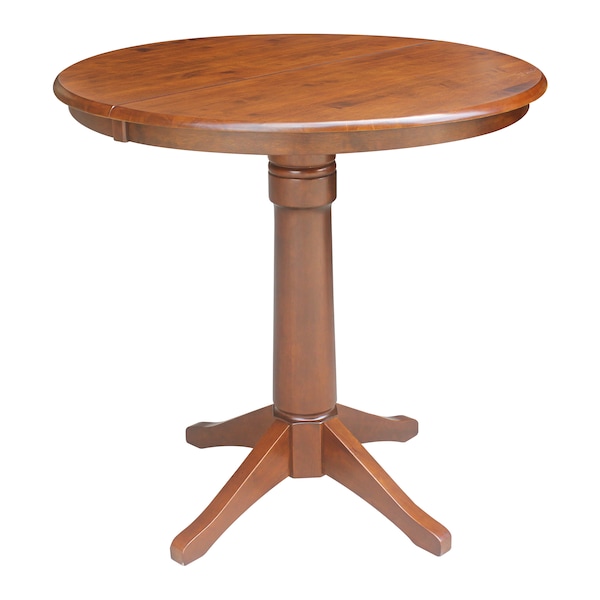 International Concepts Round 36 in Rd Top Pedestal Table, 12 in Leaf, 34.9 inH, Adjustable Height, Espresso, 36 in W, 48 in L - K581-36RXT-27B-6B