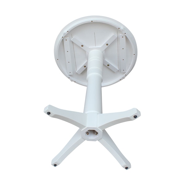 International Concepts Round 30 in Round Top Pedestal Table, 40.9 inH, White, 30 in W, 30 in L, 41.9 in H, Wood, White - K08-30RT-27B-6B-2
