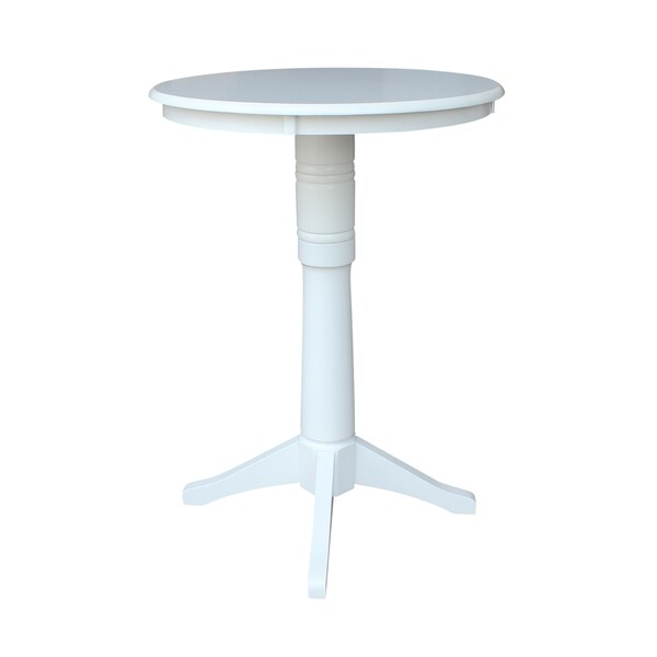 International Concepts Round 30 in Round Top Pedestal Table, 40.9 inH, White, 30 in W, 30 in L, 41.9 in H, Wood, White - K08-30RT-27B-6B-2