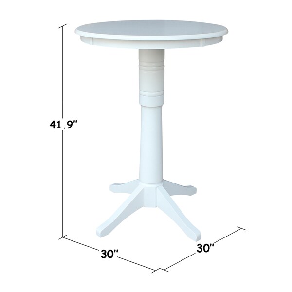 International Concepts Round 30 in Round Top Pedestal Table, 40.9 inH, White, 30 in W, 30 in L, 41.9 in H, Wood, White - K08-30RT-27B-6B-2