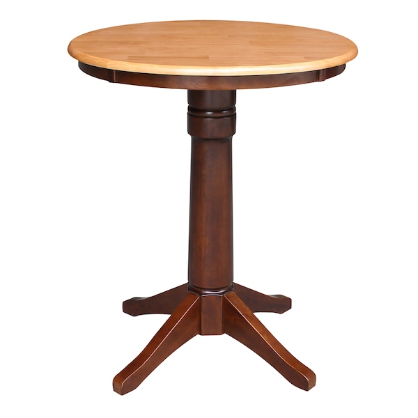 International Concepts Round 30 in Round Top Pedestal Table, 34.9 inH, Cinnamon/Espresso, 30 in W, 30 in L, 35.9 in H - K58-30RT-27B-6B