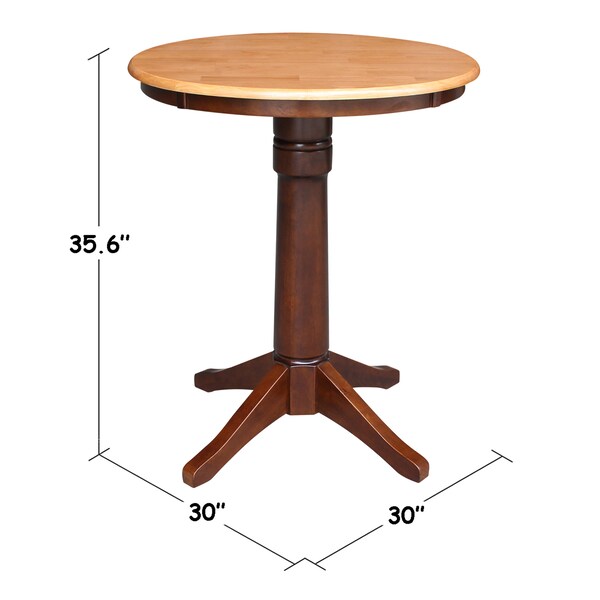 International Concepts Round 30 in Round Top Pedestal Table, 34.9 inH, Cinnamon/Espresso, 30 in W, 30 in L, 35.9 in H - K58-30RT-27B-6B