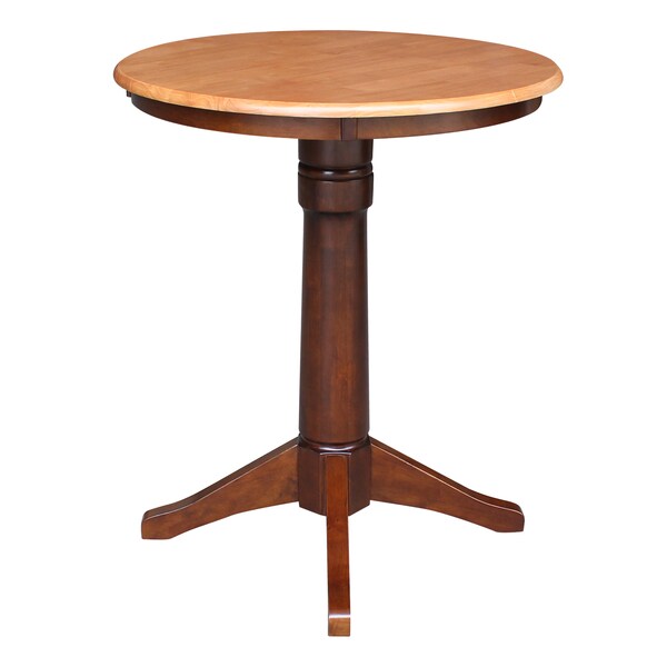 International Concepts Round 30 in Round Top Pedestal Table, 34.9 inH, Cinnamon/Espresso, 30 in W, 30 in L, 35.9 in H - K58-30RT-27B-6B