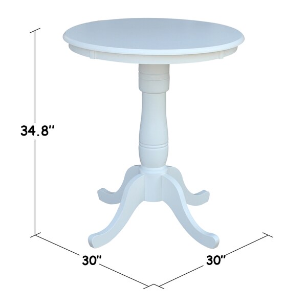 International Concepts Round 30 in Round Top Pedestal Table, 40.9 inH, White, 30 in W, 30 in L, 40.9 in H, Wood, White - K08-30RT-6B-2