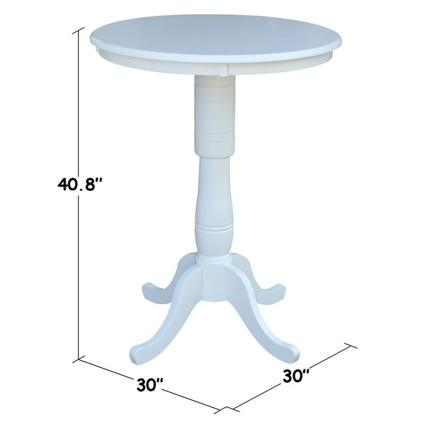 International Concepts Round 30 in Round Top Pedestal Table, 40.9 inH, White, 30 in W, 30 in L, 40.9 in H, Wood, White - K08-30RT-6B-2