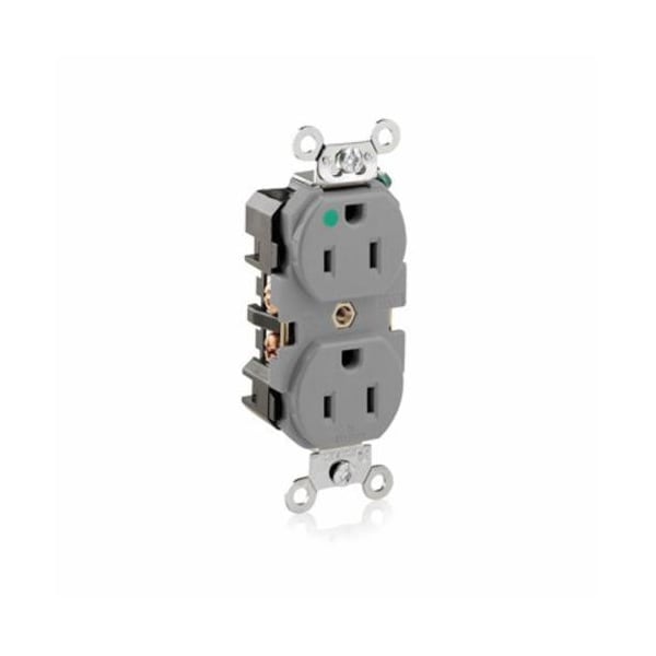 Leviton Electrical Receptacles Gy Rec Dup Hg Narrow 2Po 3Wi 15A125V - 8200-HGY