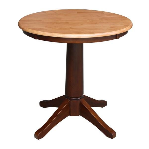 International Concepts Round 30 in Round Top Pedestal Table, 28.9 inH, Cinnamon/Espresso, 30 in W, 30 in L, 29.9 in H - K58-30RT-27B