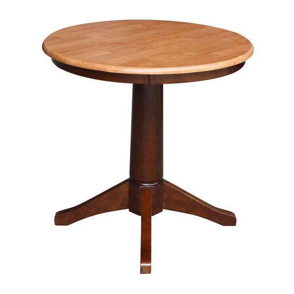 International Concepts Round 30 in Round Top Pedestal Table, 28.9 inH, Cinnamon/Espresso, 30 in W, 30 in L, 29.9 in H - K58-30RT-27B