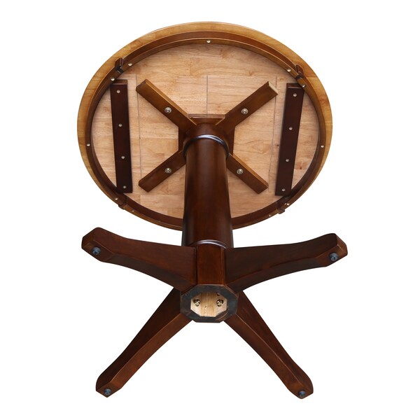 International Concepts Round 30 in Round Top Pedestal Table, 28.9 inH, Cinnamon/Espresso, 30 in W, 30 in L, 29.9 in H - K58-30RT-27B