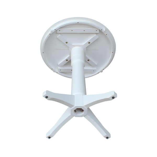 International Concepts Round 30 in Round Top Pedestal Table, 34.9 inH, White, 30 in W, 30 in L, 35.9 in H, Wood, White - K08-30RT-27B-6B