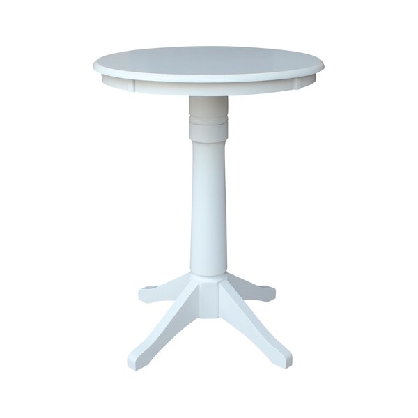 International Concepts Round 30 in Round Top Pedestal Table, 34.9 inH, White, 30 in W, 30 in L, 35.9 in H, Wood, White - K08-30RT-27B-6B