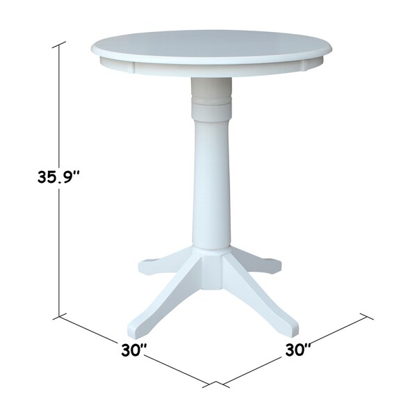 International Concepts Round 30 in Round Top Pedestal Table, 34.9 inH, White, 30 in W, 30 in L, 35.9 in H, Wood, White - K08-30RT-27B-6B