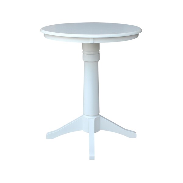 International Concepts Round 30 in Round Top Pedestal Table, 34.9 inH, White, 30 in W, 30 in L, 35.9 in H, Wood, White - K08-30RT-27B-6B