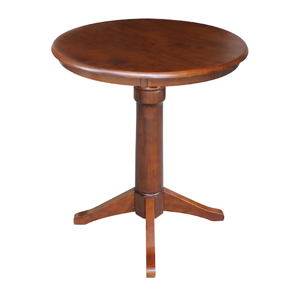 International Concepts Round 30 in Round Top Pedestal Table, 40.9 inH, Espresso, 30 in W, 30 in L, 41.9 in H, Wood - K581-30RT-27B-6B-2