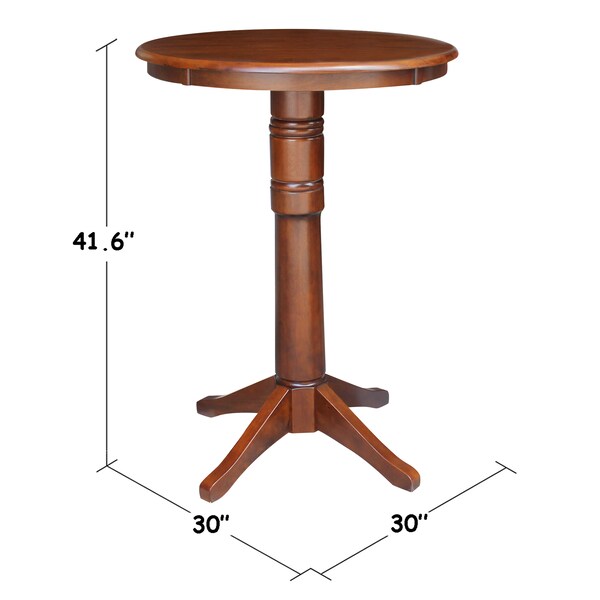 International Concepts Round 30 in Round Top Pedestal Table, 40.9 inH, Espresso, 30 in W, 30 in L, 41.9 in H, Wood - K581-30RT-27B-6B-2
