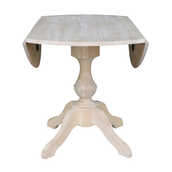 International Concepts Round 42 in Rd Dual Drop Leaf Pedestal Table, 30.3 inH, Unfinished, Ready to Finish, 42 in W, 42 in L - K-42DPT-11B