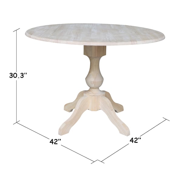 International Concepts Round 42 in Rd Dual Drop Leaf Pedestal Table, 30.3 inH, Unfinished, Ready to Finish, 42 in W, 42 in L - K-42DPT-11B