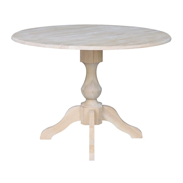 International Concepts Round 42 in Rd Dual Drop Leaf Pedestal Table, 30.3 inH, Unfinished, Ready to Finish, 42 in W, 42 in L - K-42DPT-11B