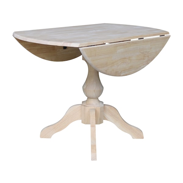 International Concepts Round 42 in Rd Dual Drop Leaf Pedestal Table, 30.3 inH, Unfinished, Ready to Finish, 42 in W, 42 in L - K-42DPT-11B