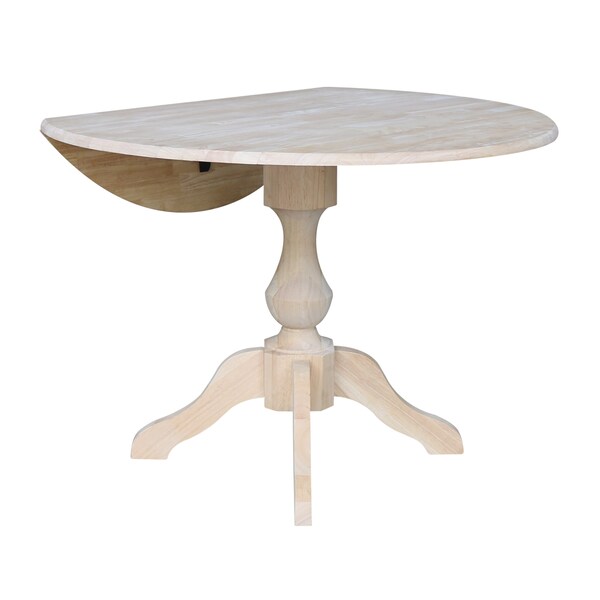 International Concepts Round 42 in Rd Dual Drop Leaf Pedestal Table, 30.3 inH, Unfinished, Ready to Finish, 42 in W, 42 in L - K-42DPT-11B