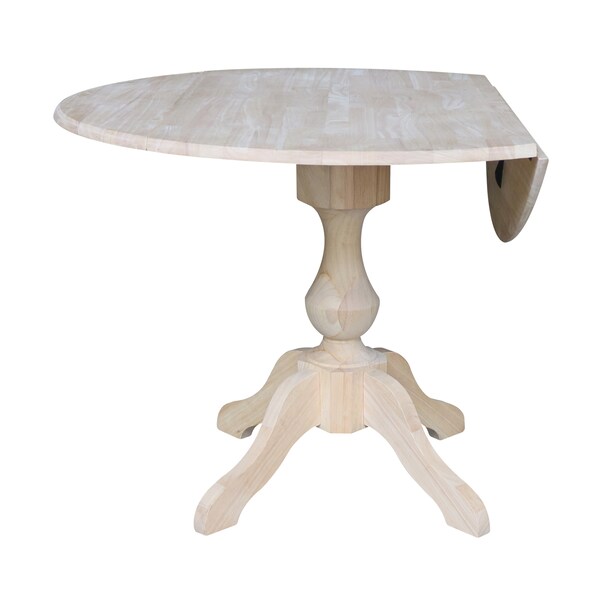 International Concepts Round 42 in Rd Dual Drop Leaf Pedestal Table, 30.3 inH, Unfinished, Ready to Finish, 42 in W, 42 in L - K-42DPT-11B