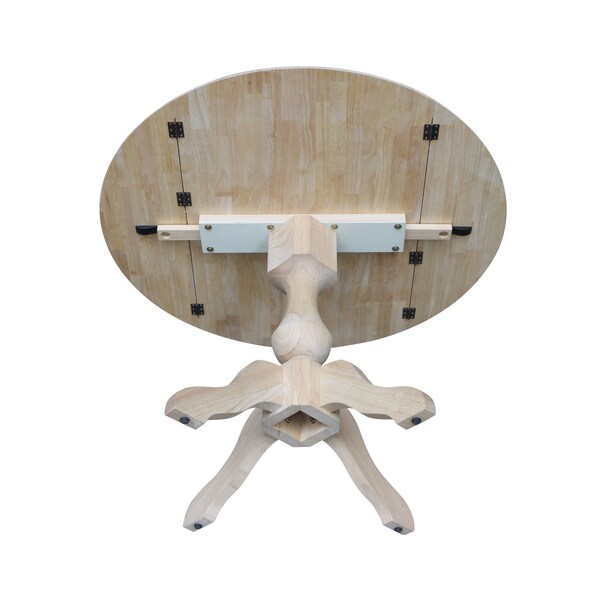 International Concepts Round 42 in Rd Dual Drop Leaf Pedestal Table, 30.3 inH, Unfinished, Ready to Finish, 42 in W, 42 in L - K-42DPT-11B