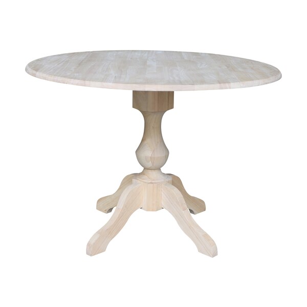 International Concepts Round 42 in Rd Dual Drop Leaf Pedestal Table, 30.3 inH, Unfinished, Ready to Finish, 42 in W, 42 in L - K-42DPT-11B