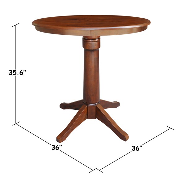 International Concepts Round 36 in Round Top Pedestal Table, 34.9 inH, Espresso, 36 in W, 36 in L, 35.9 in H, Wood - K581-36RT-27B-6B