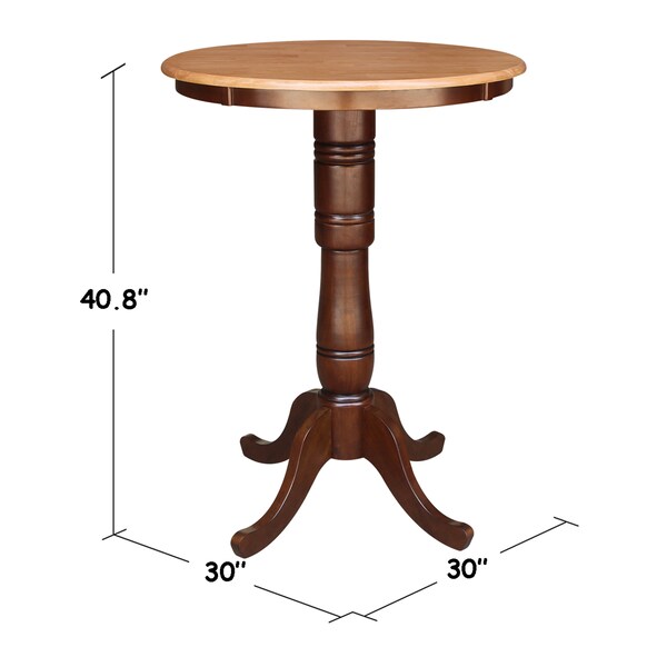 International Concepts Round 30 in Round Top Pedestal Table, 40.9 inH, Cinnamon/Espresso, 30 in W, 30 in L, 40.9 in H - K58-30RT-6B-2