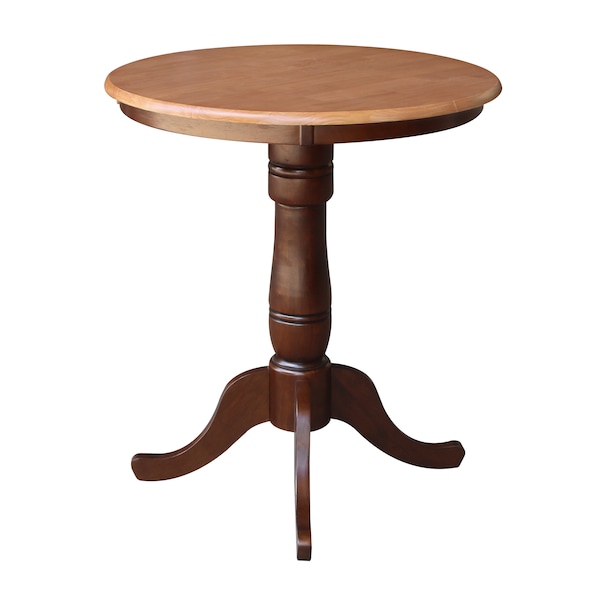International Concepts Round 30 in Round Top Pedestal Table, 40.9 inH, Cinnamon/Espresso, 30 in W, 30 in L, 40.9 in H - K58-30RT-6B-2