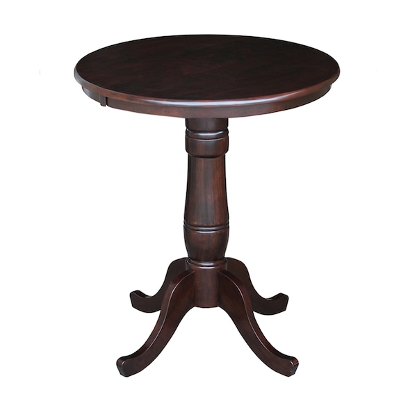 International Concepts Round 30 in Round Top Pedestal Table, 34.9 inH, Rich Mocha, 30 in W, 30 in L, 35.1 in H, Wood - K15-30RT-6B