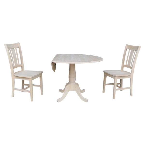 International Concepts Round 42 in Rd Top Pedestal Table, 2 Chairs, Unfinished, Ready to Finish, 42 in W, 42 in L, Wood - K-42DPT-C10-2