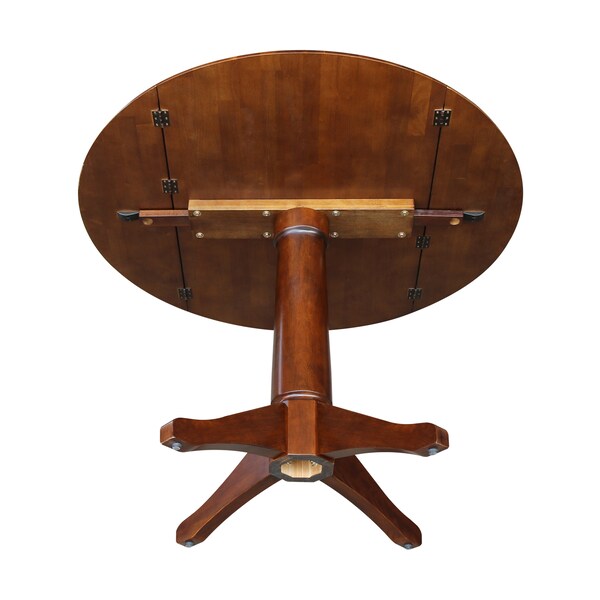International Concepts Round 42 in Round Dual Drop Leaf Pedestal Table, 30.3 inH, Espresso, 42 in W, 42 in L, 30.3 in H - K581-42DPT-27B