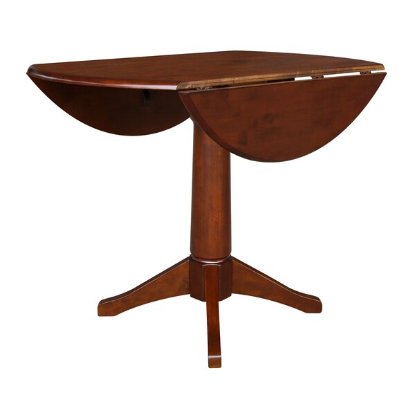 International Concepts Round 42 in Round Dual Drop Leaf Pedestal Table, 30.3 inH, Espresso, 42 in W, 42 in L, 30.3 in H - K581-42DPT-27B