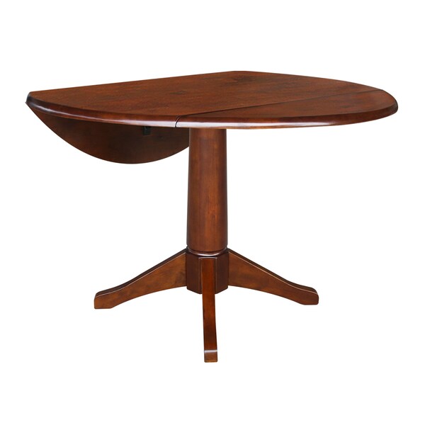 International Concepts Round 42 in Round Dual Drop Leaf Pedestal Table, 30.3 inH, Espresso, 42 in W, 42 in L, 30.3 in H - K581-42DPT-27B