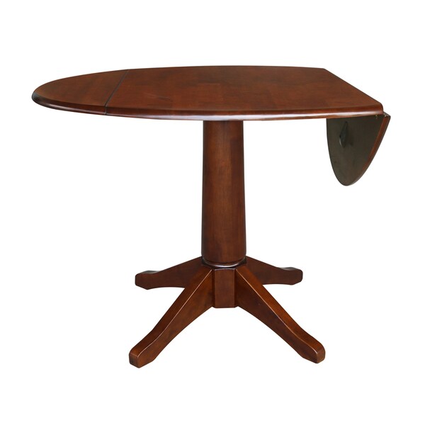 International Concepts Round 42 in Round Dual Drop Leaf Pedestal Table, 30.3 inH, Espresso, 42 in W, 42 in L, 30.3 in H - K581-42DPT-27B