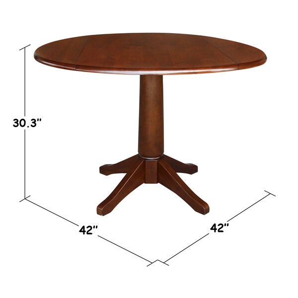 International Concepts Round 42 in Round Dual Drop Leaf Pedestal Table, 30.3 inH, Espresso, 42 in W, 42 in L, 30.3 in H - K581-42DPT-27B