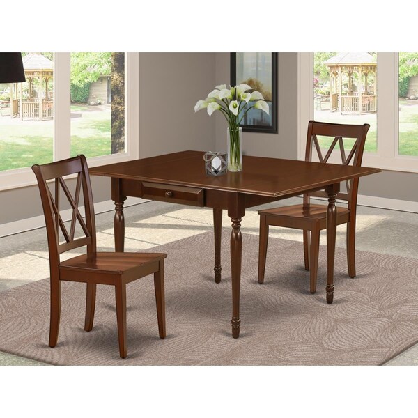 East West Furniture 3 Piece Monza Dinette Set - Mahogany - MZCL3-MAH-W
